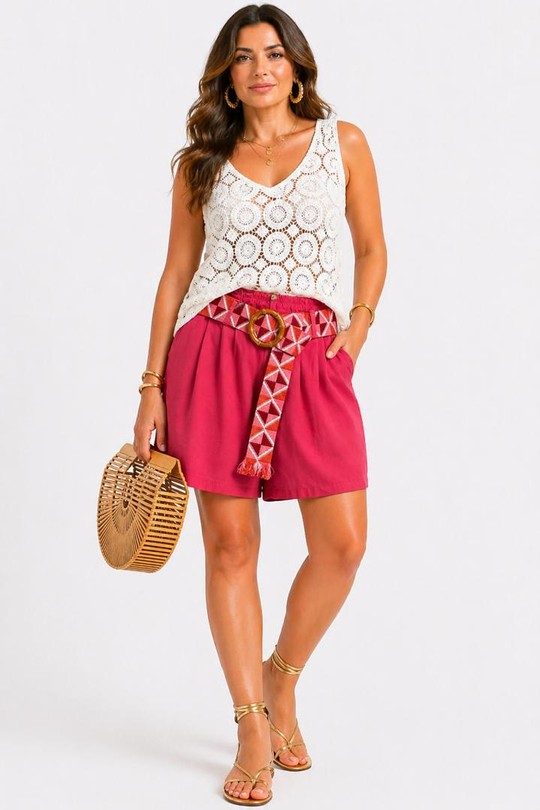 Shorts Femme Beige NEW&CO 630 Efashion Paris