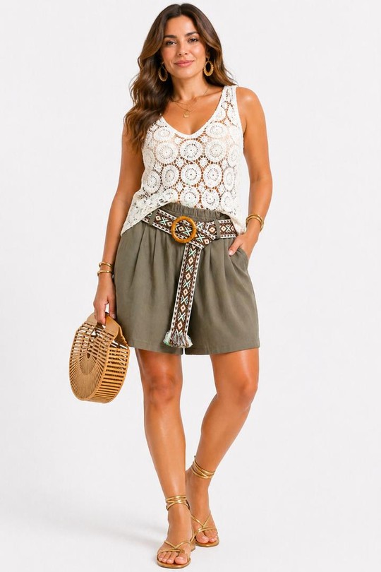 Shorts Femme Beige NEW&CO 630 Efashion Paris