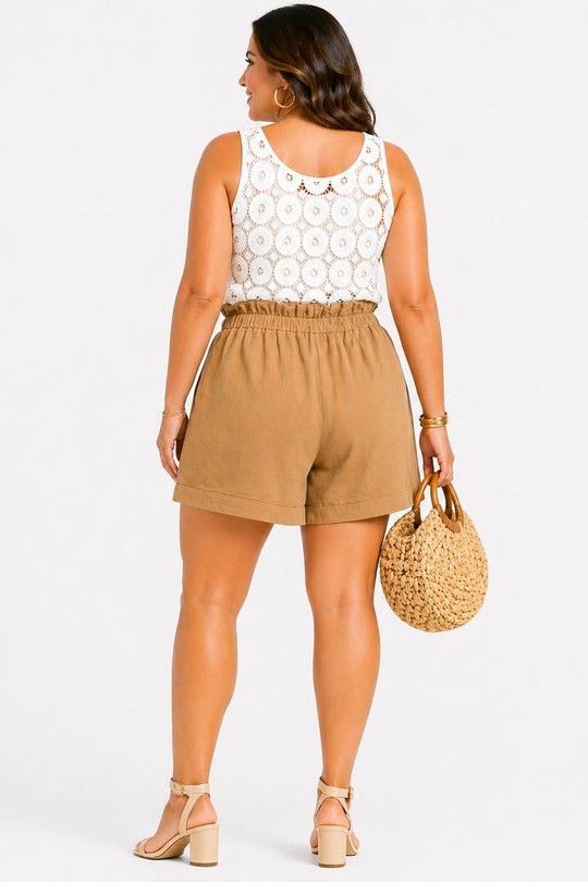 Shorts Femme Beige NEW&CO 2471 Efashion Paris