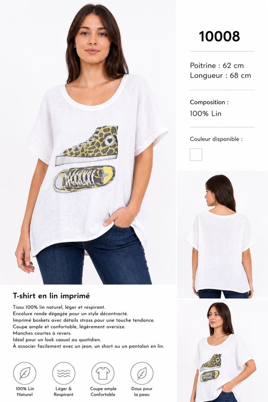 Camisetas Mujer White NEW&CO 10008A Efashion Paris
