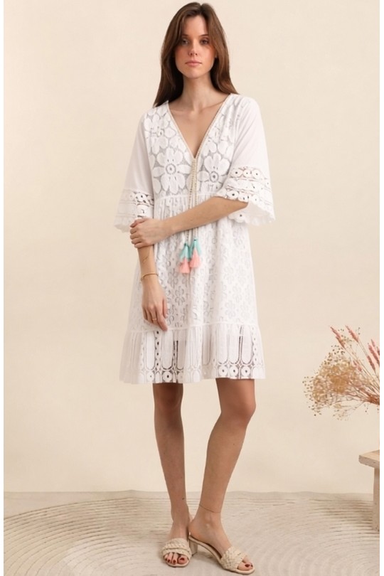 Robes courtes Femme Blanc Christelle C1059 Efashion Paris