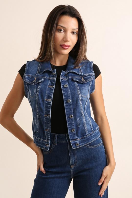 Jackets Women Jean blue Areline  9618 Efashion Paris