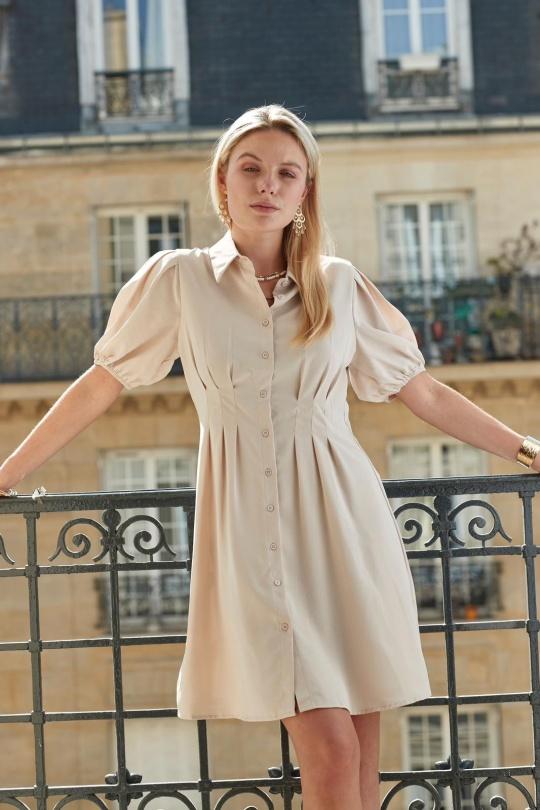 Short dresses Women Beige EXQUISS'S Paris RM205.RO Efashion Paris