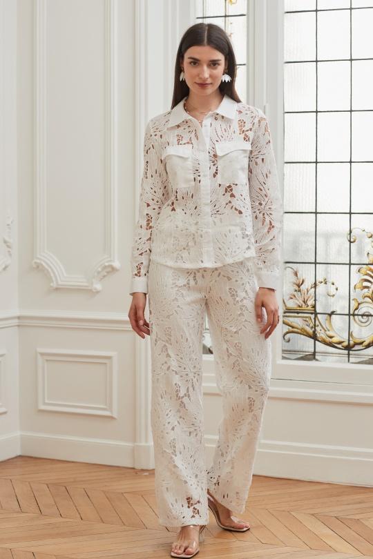 Pantalons Femme Blanc EXQUISS'S Paris RM303.PA Efashion Paris