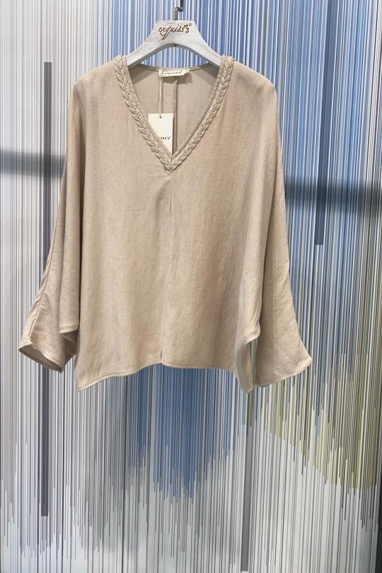 Blouses Femme Beige EXQUISS'S Paris RM718.TOP Efashion Paris
