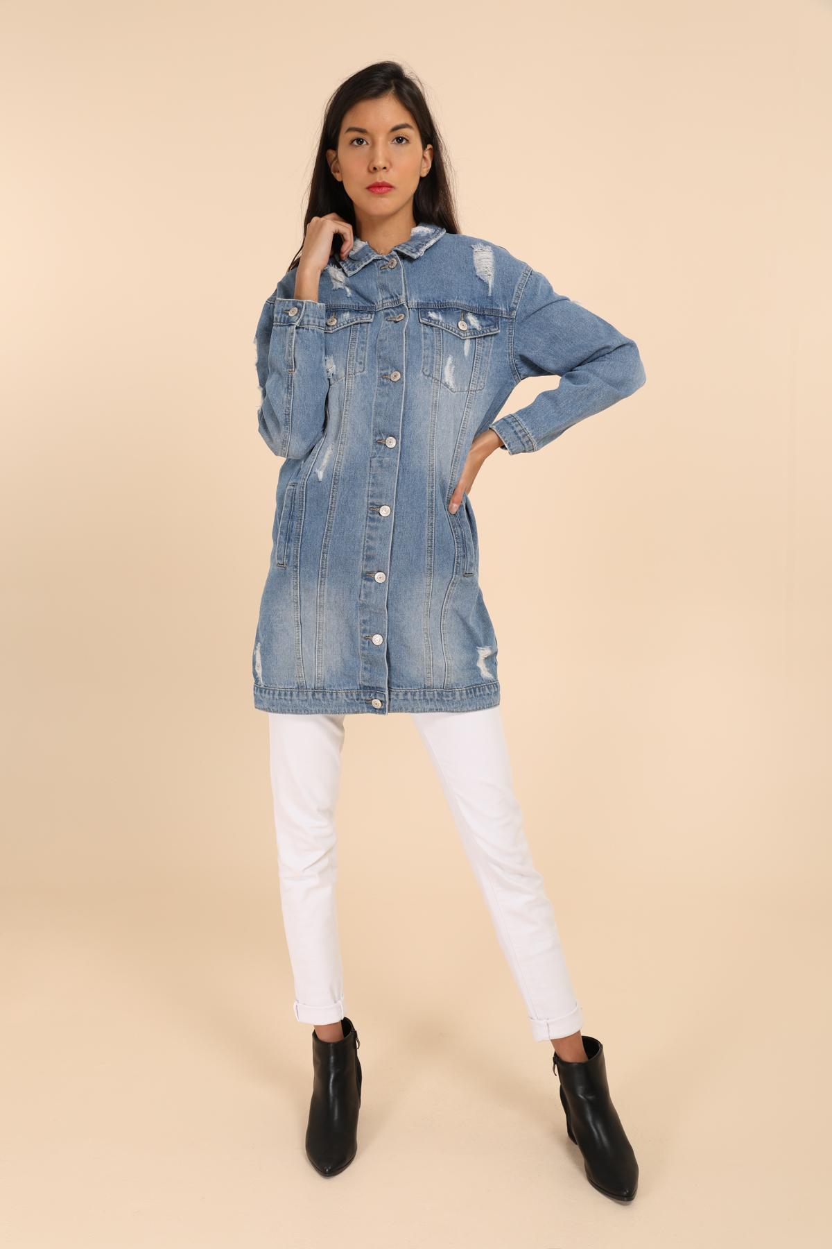 Giacche Donna Jean blue BY JADE PARIS  BH5011-3 #c Efashion Paris