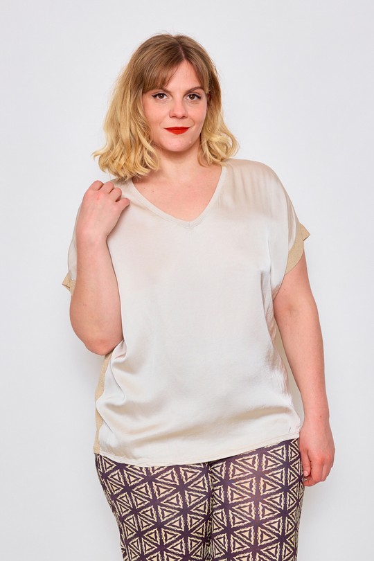 Tops Femme Blanc C'MELODIE 6362 BI MATIÈRE COTON SATIN Efashion Paris