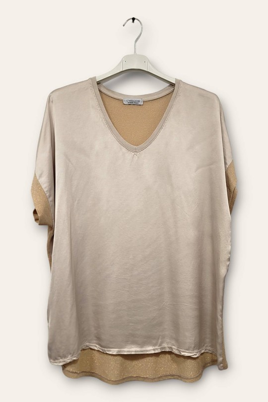 Tops Femme Blanc C'MELODIE 6362 BI MATIÈRE COTON SATIN Efashion Paris