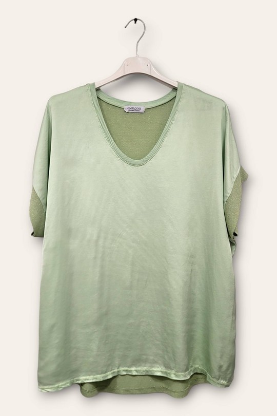 Tops Femme Blanc C'MELODIE 6362 BI MATIÈRE COTON SATIN Efashion Paris