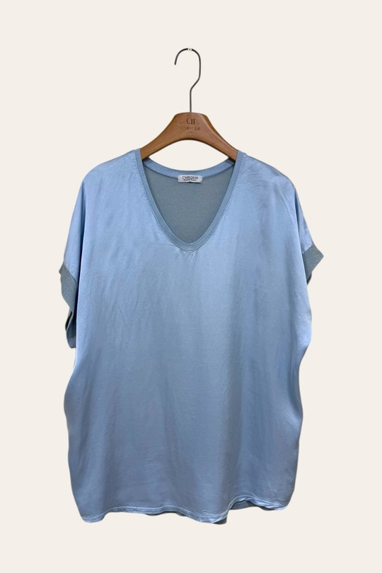 Tops Femme Blanc C'MELODIE 6362 BI MATIÈRE COTON SATIN Efashion Paris