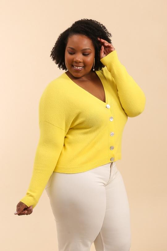 Gilets Femme Jaune clair For Her Paris (SHINIE) 86128 Efashion Paris