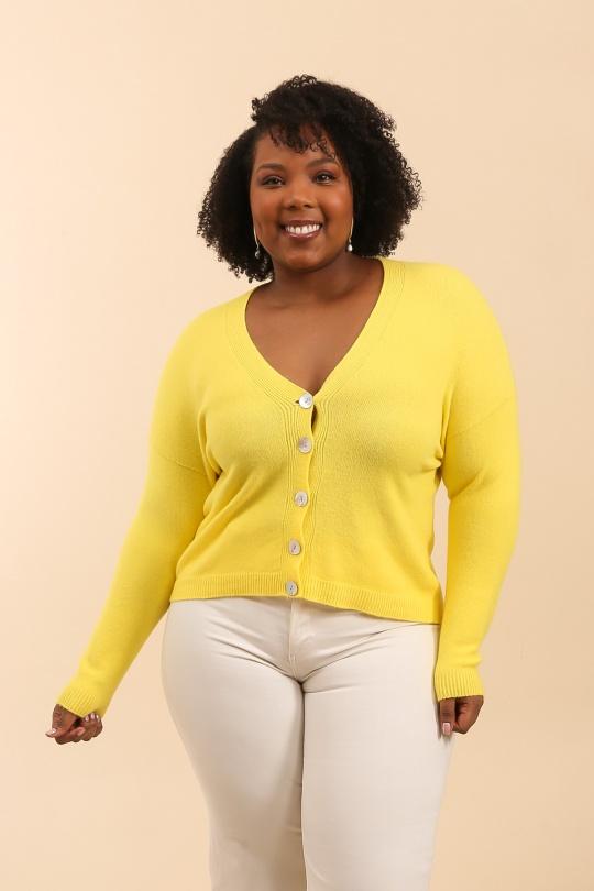 Gilets Femme Jaune clair For Her Paris (SHINIE) 86128 Efashion Paris