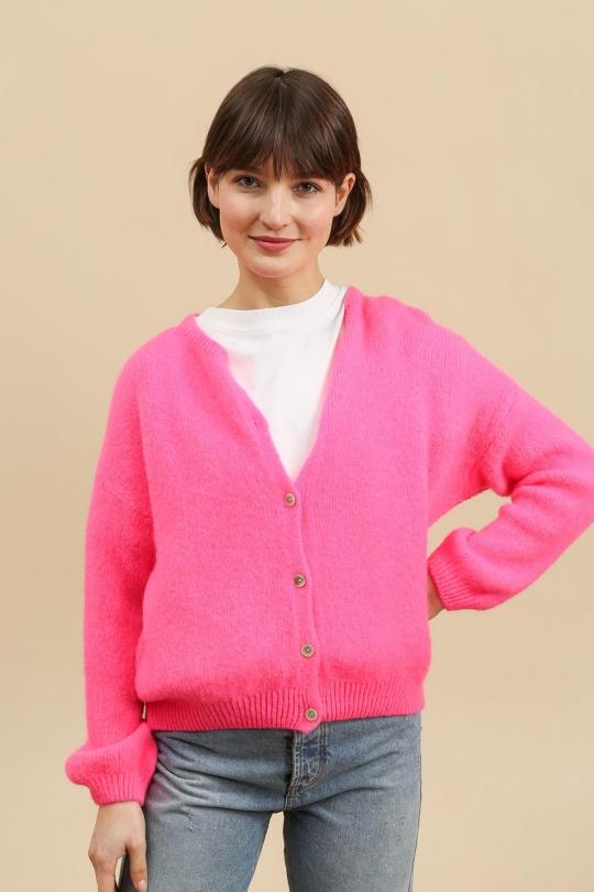 Cardigan Donna Neon pink For Her Paris (SHINIE) 9605 Efashion Paris