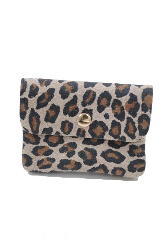 Petite maroquinerie Maroquinerie Taupe clair Systyle CUIR-IT-PM-095-LEOPARD CAMOCIO Efashion Paris