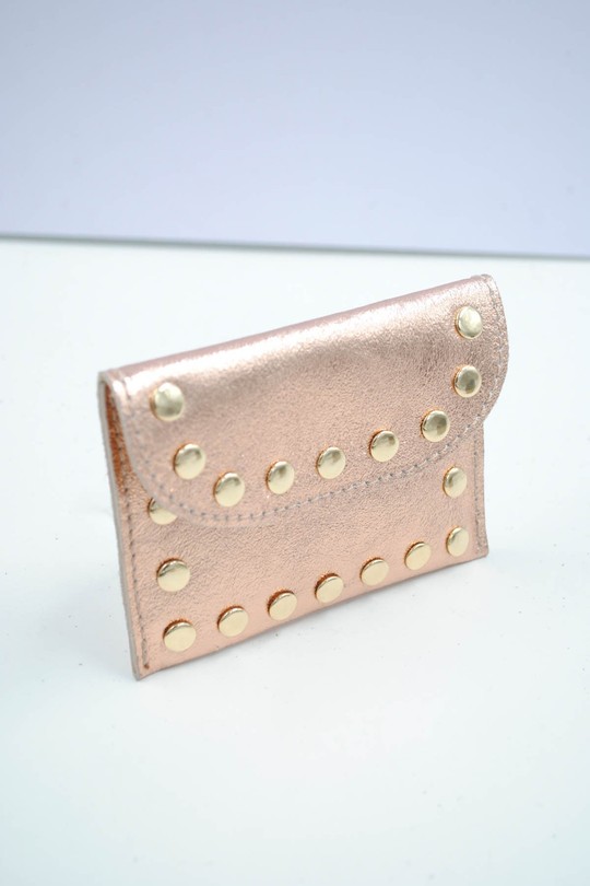 Petite maroquinerie Maroquinerie rose dorée Systyle CUIR-PM-100-1-BRILLANT Efashion Paris