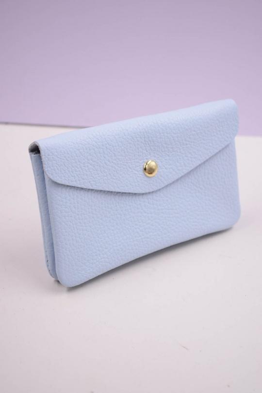 Petite maroquinerie Maroquinerie Bleu clair Systyle CUIR-IT-PM-098-2-LITCHI Efashion Paris