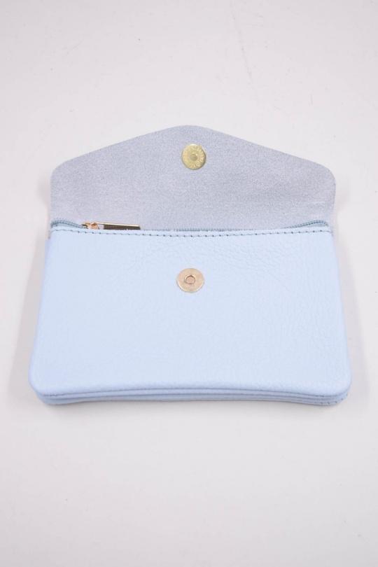 Petite maroquinerie Maroquinerie Bleu clair Systyle CUIR-IT-PM-098-2-LITCHI Efashion Paris