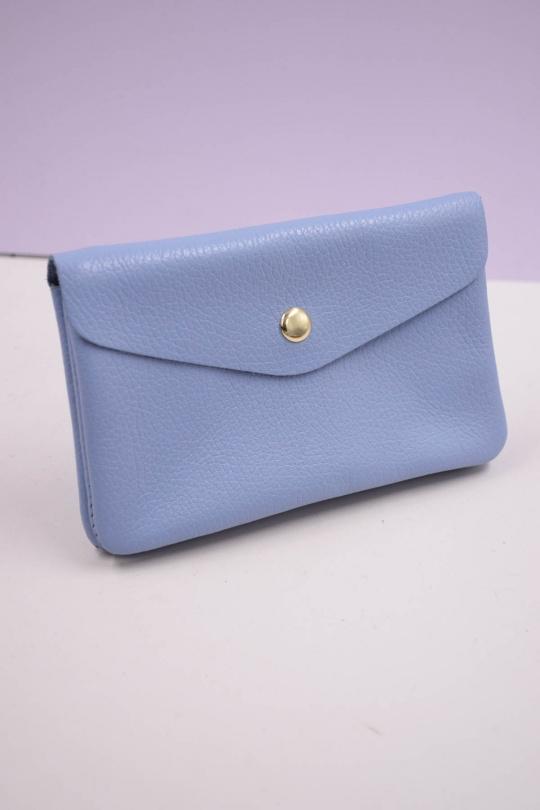 Petite maroquinerie Maroquinerie Bleu clair Systyle CUIR-IT-PM-098-2-LITCHI Efashion Paris