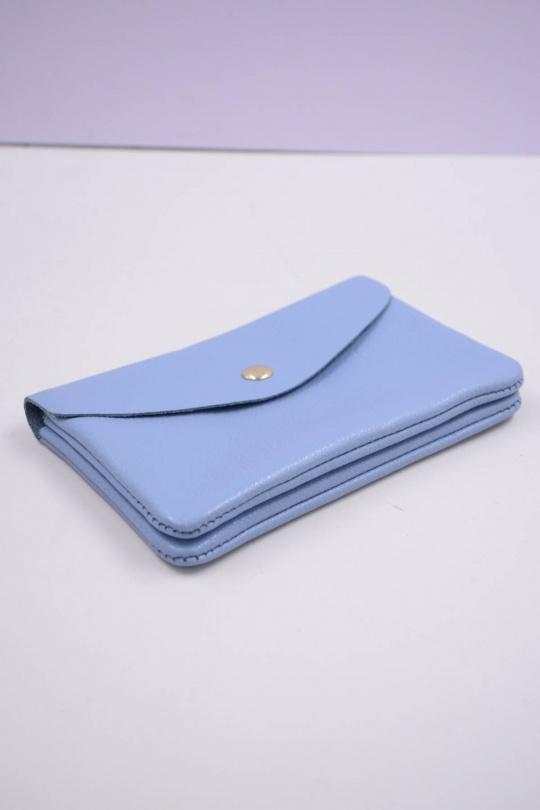 Petite maroquinerie Maroquinerie Bleu clair Systyle CUIR-IT-PM-098-2-LITCHI Efashion Paris