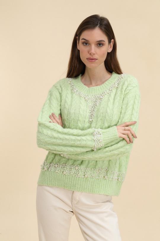 Jumpers Women Light green GOLDEN DAYS C79003 Efashion Paris