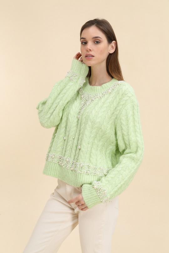 Pulls Femme Vert clair GOLDEN DAYS C79003 Efashion Paris