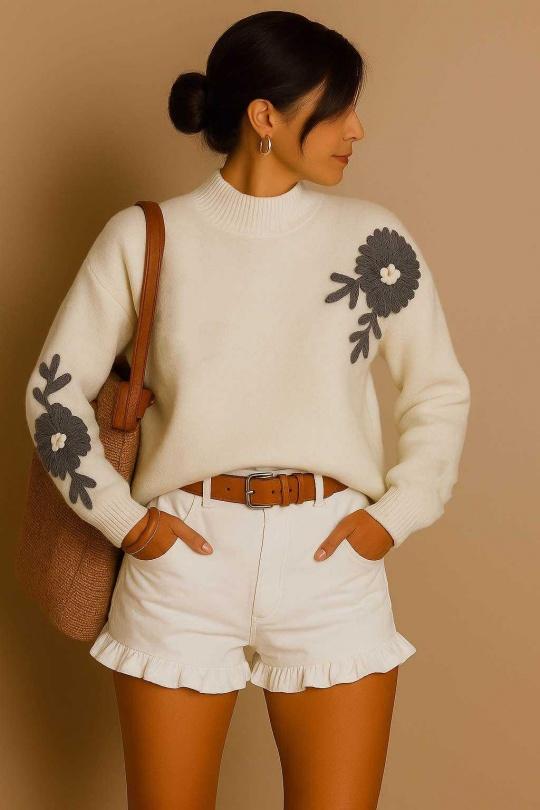 Gilets Femme Blanc cassé LUZABELLE LU2509-2005 Efashion Paris