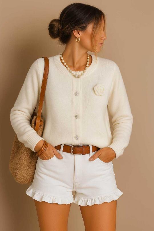 Gilets Femme Blanc LUZABELLE LU2508-2002 Efashion Paris