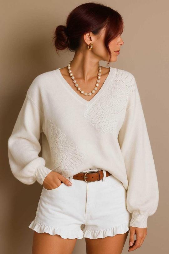 Gilets Femme Blanc LUZABELLE LU2511-2005 Efashion Paris