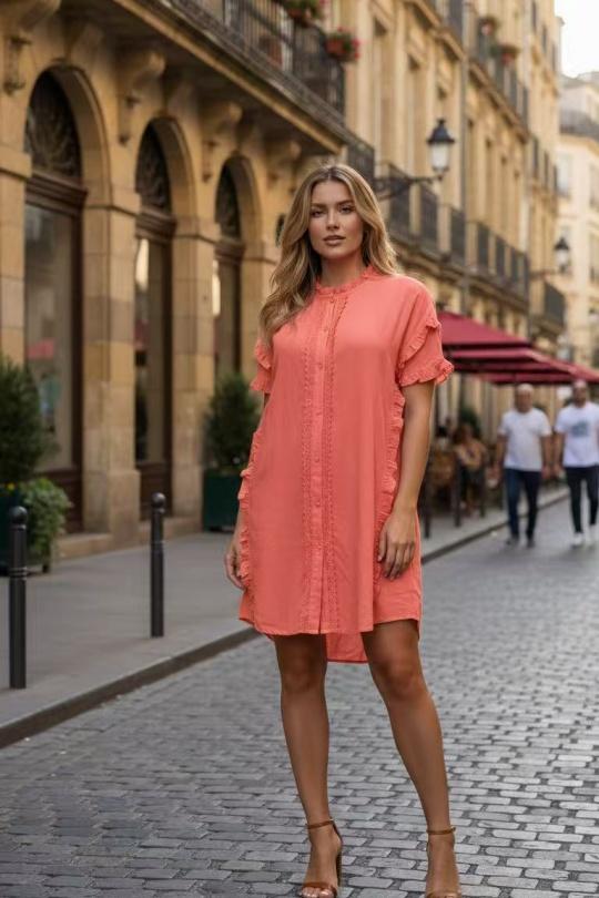 Robes courtes Femme Orange LUZABELLE LU9608 Efashion Paris
