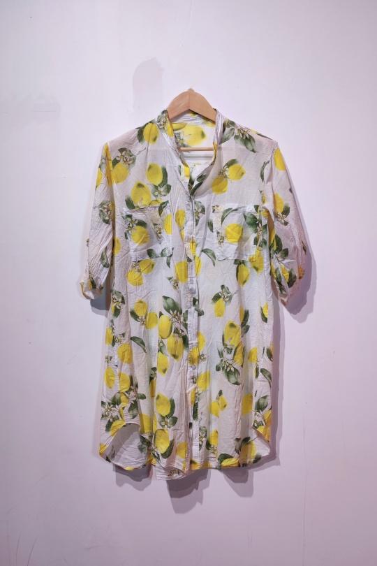Chemises Femme Blanc POMELO PARIS LISA CHEMISE CITRON LONG NEW Efashion Paris