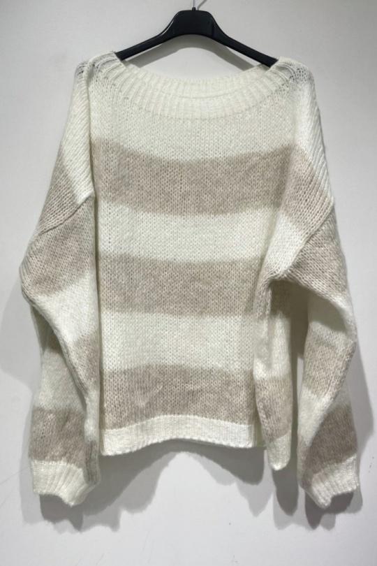 Pulls Femme Beige POMELO PARIS ROMY RAYURE Efashion Paris