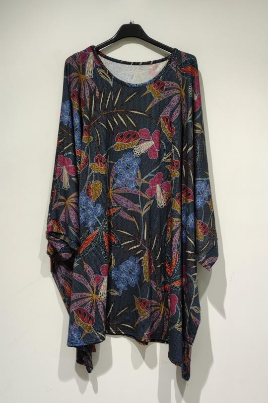 Tuniques Femme Multicolore POMELO PARIS FRIDA GT TUNIQUE FLEURS MYST - COL BATEAU Efashion Paris