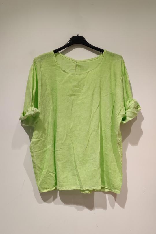 T-shirts Femme Vert pomme POMELO PARIS LINO T-SHIRT  Efashion Paris