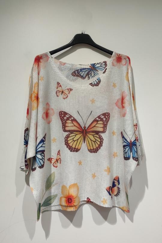 Jerséis Mujer Multicolor POMELO PARIS PESS PRINT PE25 PAPILLON 2 BRILLANT Efashion Paris