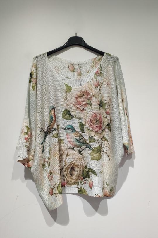 Jumpers Women Multicolor POMELO PARIS YESS PRINT PE25 BIRD BRILLANT Efashion Paris
