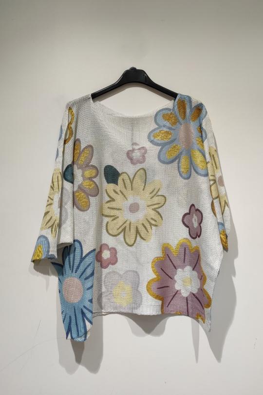 Pulls Femme Multicolore POMELO PARIS YESS PRINT PE25 FLOWERS BRILLANT Efashion Paris
