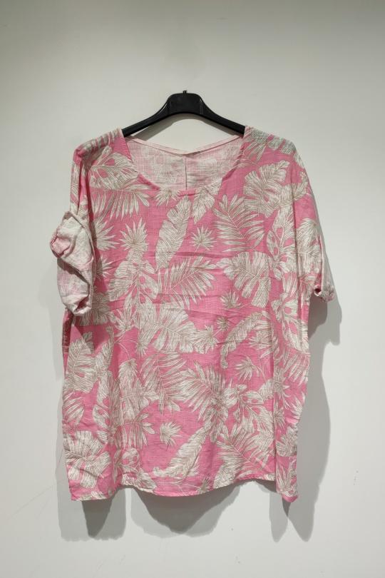 T-shirts Donna Pink POMELO PARIS LISA T-SHIRT PALMIER - PE25 Efashion Paris