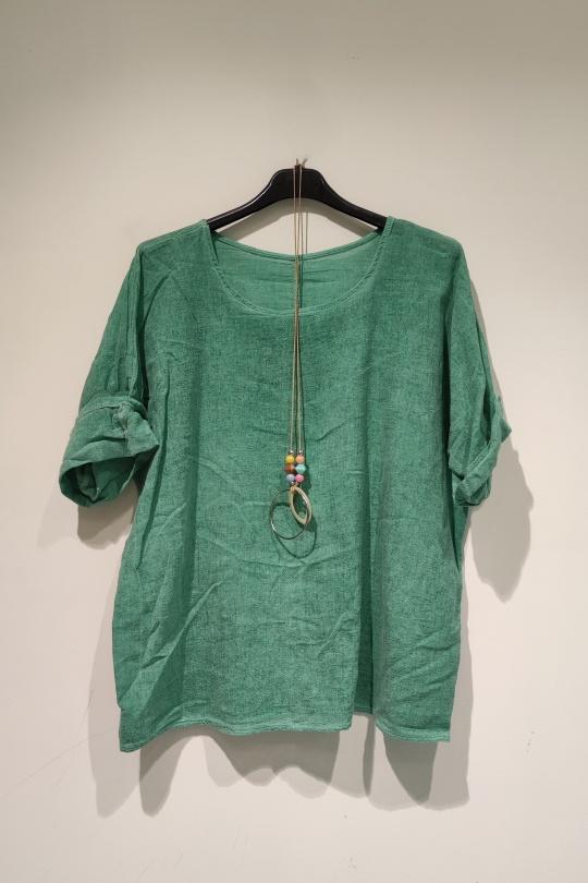 Tuniche Donna Green water POMELO PARIS LINO COLLIER PE25 Efashion Paris