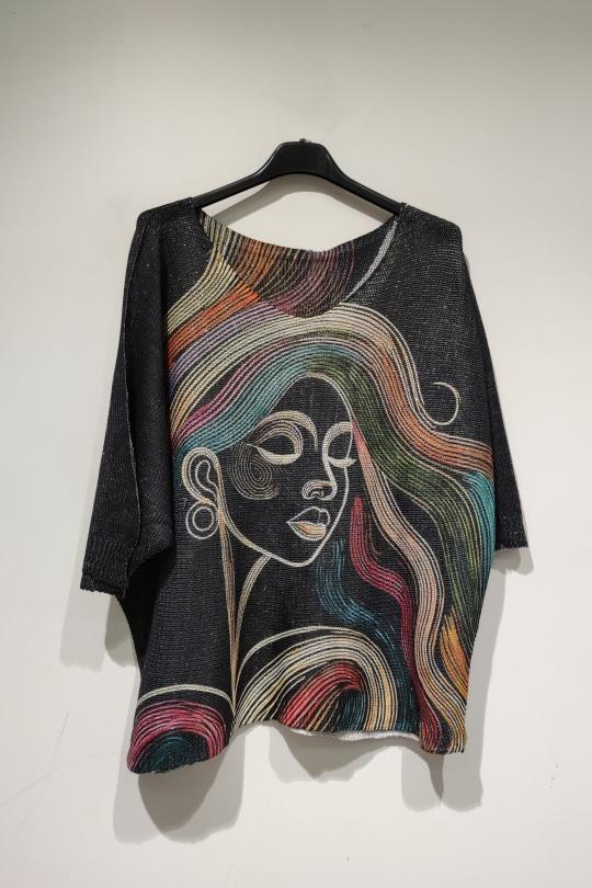 Maglioni Donna Multicolor POMELO PARIS YESS PRINT PE25 RAINBOW HAIR BRILLANT Efashion Paris