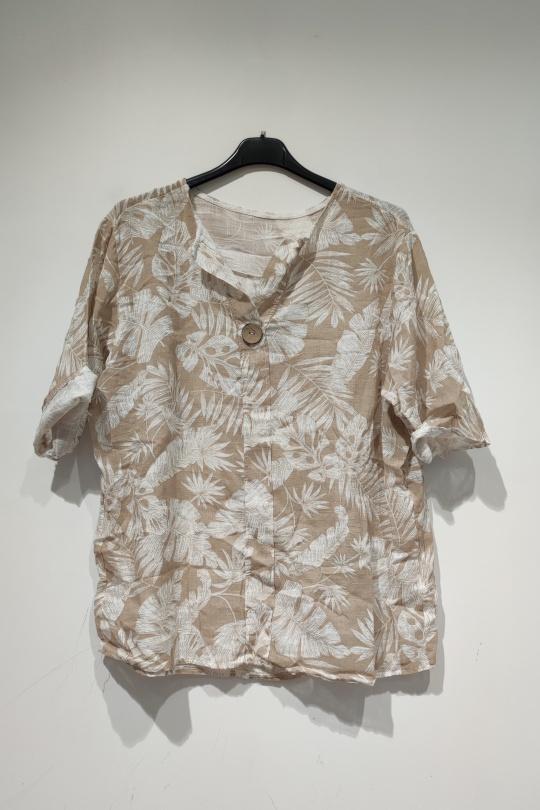 Blouses Femme Beige POMELO PARIS LISA BLOUSE PALMIER - PE25 Efashion Paris