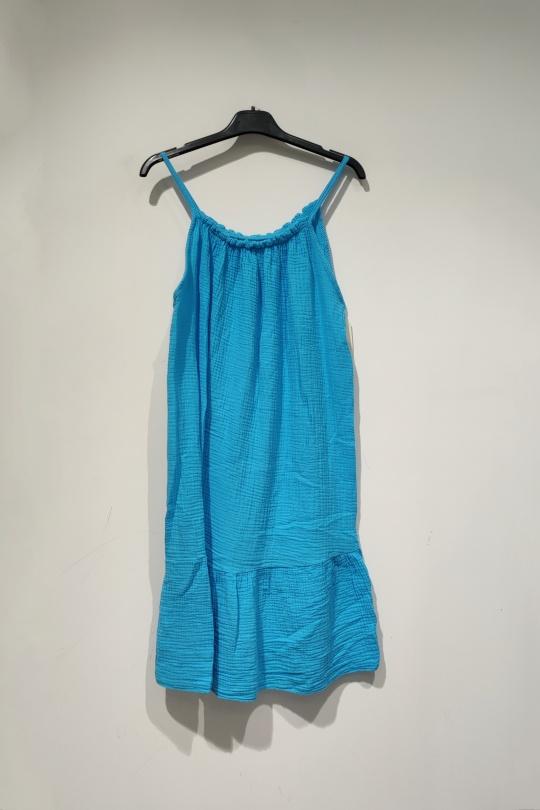 Robes courtes Femme Cyan POMELO PARIS GAS DE COTON ROBE BRETELLES UNI - PE25 Efashion Paris