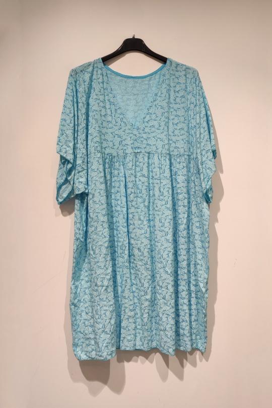 Tuniques Femme Bleu ciel POMELO PARIS LISA TUNIQUE MINI FLEURS 01 Efashion Paris