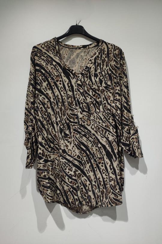 Blouses Femme Beige POMELO PARIS LISA BLOUSE TIGRE - AH26 Efashion Paris
