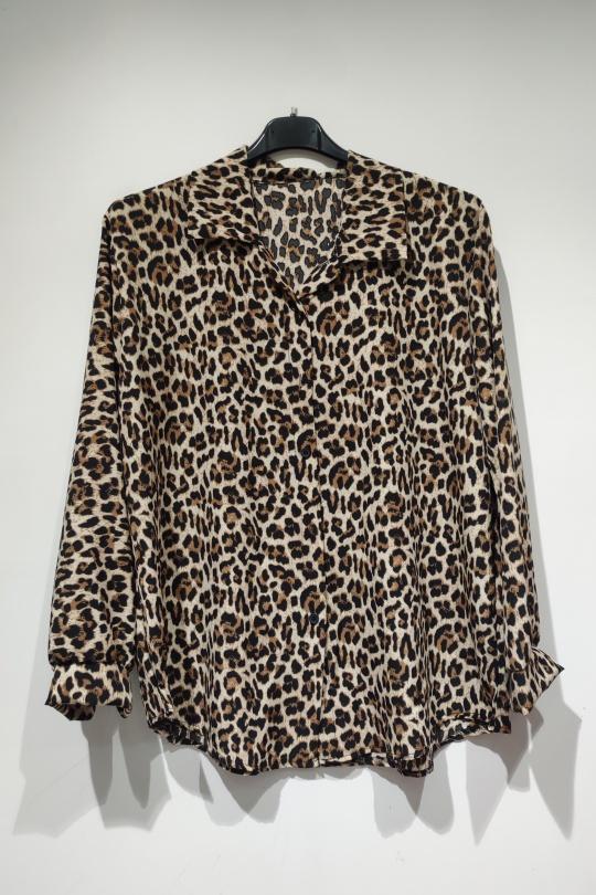 Chemises Femme Multicolore POMELO PARIS CHEMY AH26 CHEMISIER LEOPARD Efashion Paris