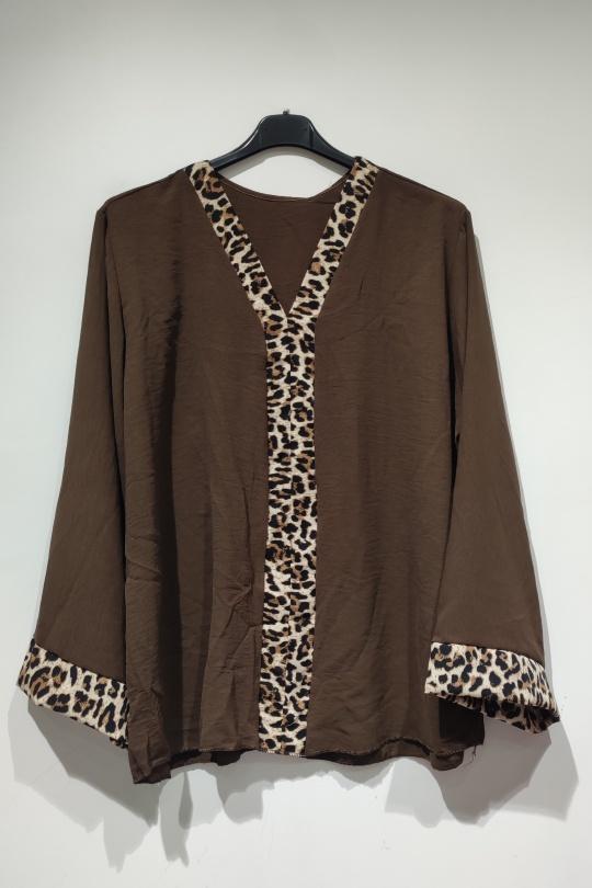 Blouses Femme Choco POMELO PARIS AH26 BLOUSE LEOPARD - COL V Efashion Paris