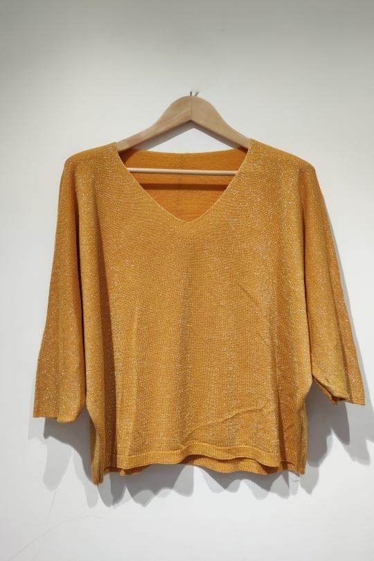 Top Donna Mustard POMELO PARIS MILA TOP BRILLANT Efashion Paris
