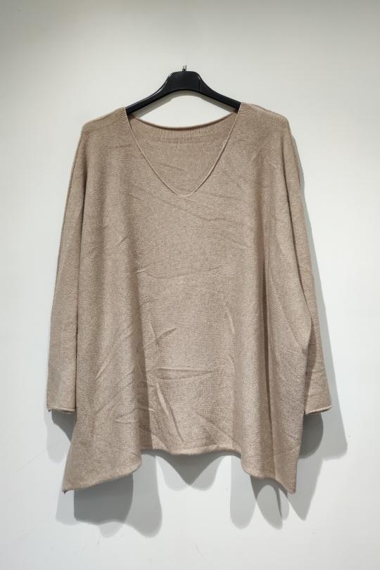 Maglioni Donna Beige POMELO PARIS MILA GT PULL COL V - AH26 PACK Efashion Paris