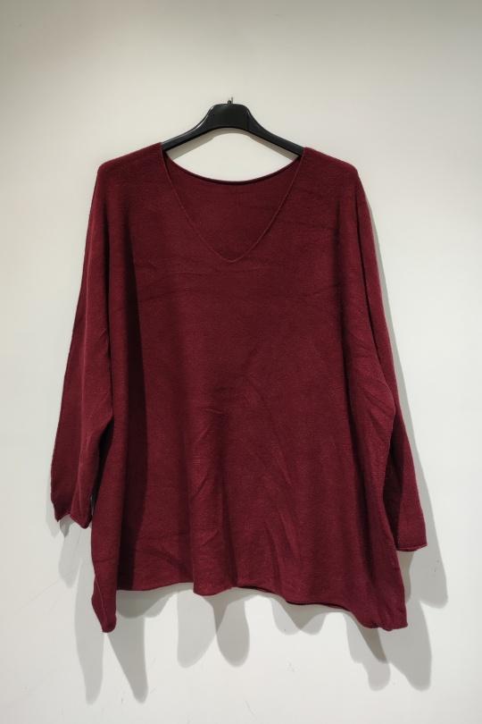 Maglioni Donna Burgundy POMELO PARIS MILA GT PULL COL V - AH26 Efashion Paris