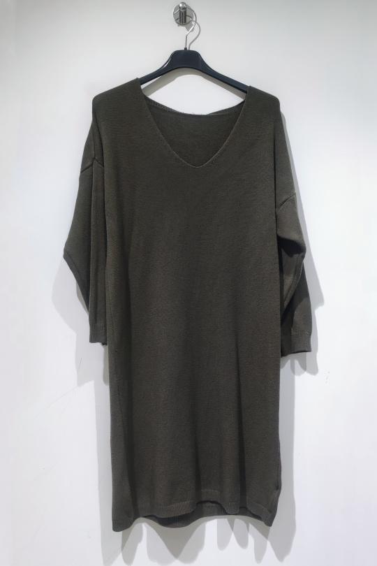 Vestidos a media pierna Mujer Khaki POMELO PARIS MILA ROBE PULL AH26 Efashion Paris