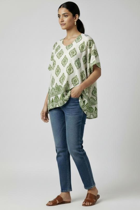 Top Donna Green apple POMELO PARIS TOP BOHÈME IMPRIMÉE PAB511 Efashion Paris